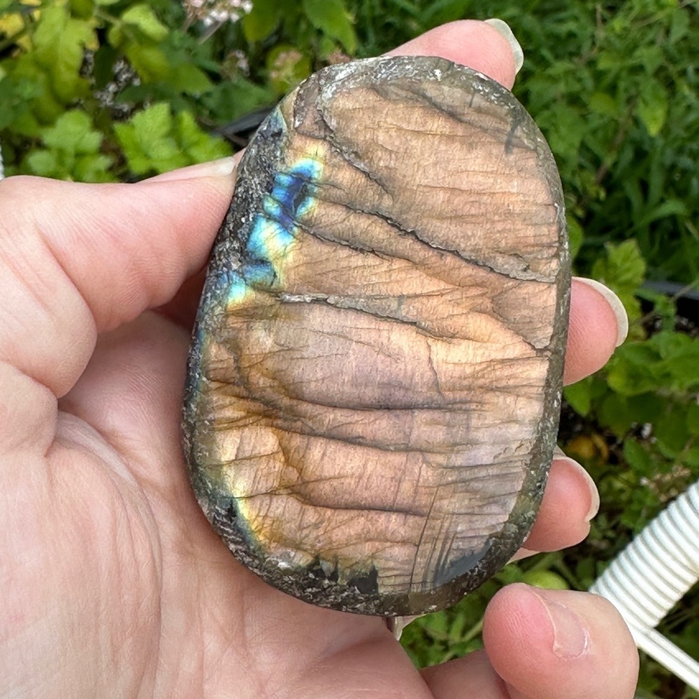 Large Natural Golden and Pink and Blue Labradorite Specimen - Picture 8 of 13